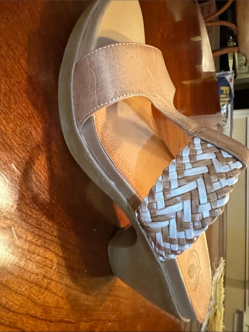 Nurture by Lamaze Tan and White Woven Wedge Sandals